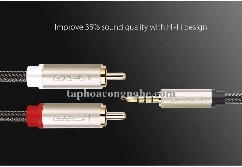 Ugreen 20820 0.5M màu Đen Cáp âm thanh 2 đầu Bông sen sang 3.5mm Dương đầu bọc nhôm mạ vàng AV135 30020820